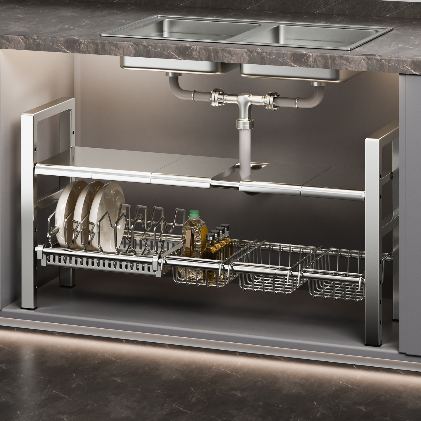 不锈钢材质【下水槽收纳】