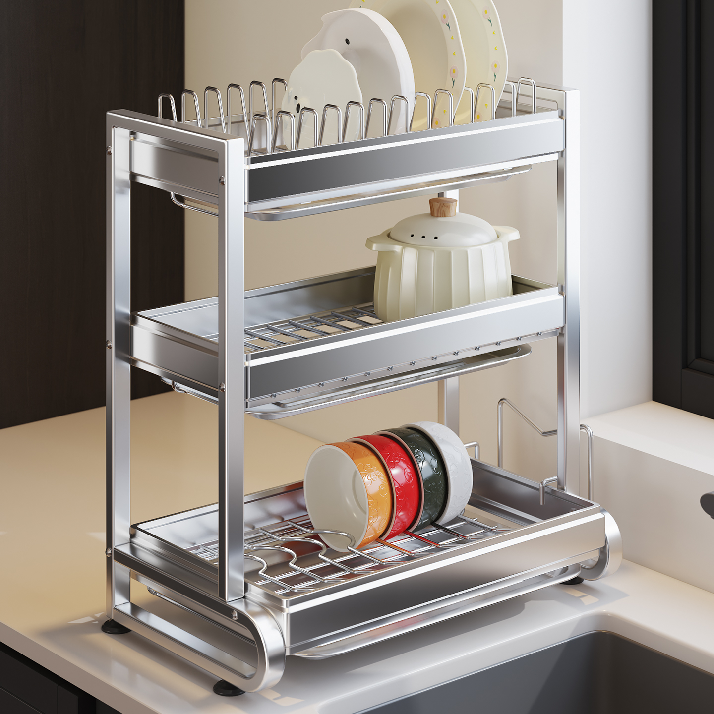 【304不锈钢】沥水碗架