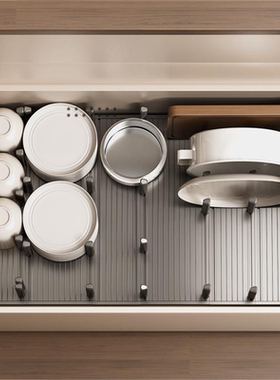 橱柜内厨房锅架家用托架通用多功能神器抽拉竖放锅具收纳置物架