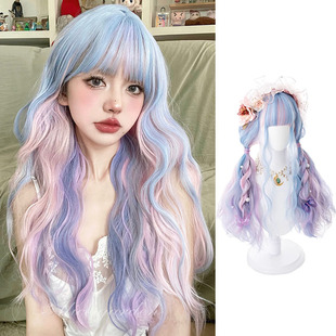 假发头套女长发网红原宿软妹自然仿真lolita糖果色jk全头套长卷发