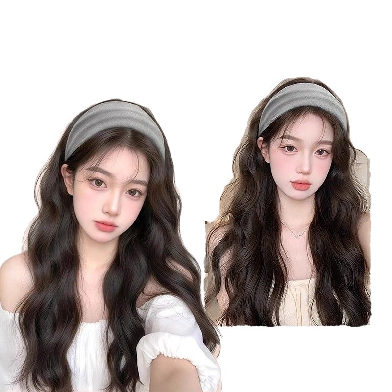 发箍假发一体女高颅顶长卷发可拆