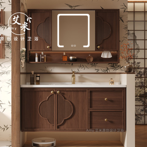 宋氏美学橡木浴室柜一体盆定制