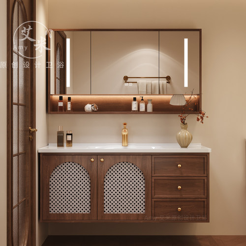 宋氏美学橡木浴室柜一体盆定制