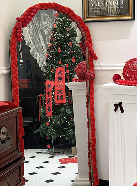 过年喽~镜子装饰边缘边框元旦喜庆氛围布置2026马年店铺氛围布置