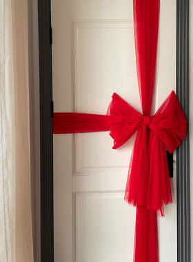 新年门上装饰高密欧根纱蝴蝶结节日氛围布置家居店铺橱窗创意装饰