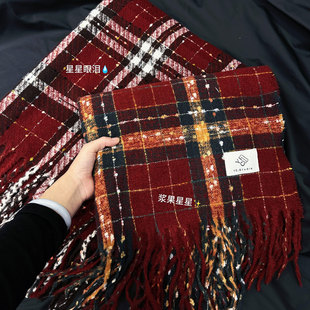 浆果星星围巾披肩两用冬季圣诞春节氛围感高颜值红色格子保暖围脖