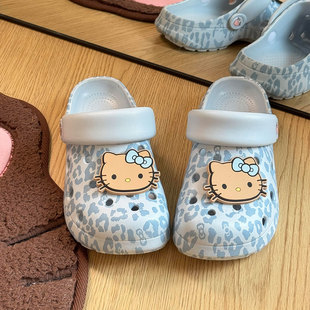 洞洞鞋女款2026新款KT夏季防滑透气厚底拖鞋卡通增高EVA包头凉鞋