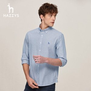 Hazzys哈吉斯23秋季新品男士长袖衬衫舒适时尚休闲衬衣男潮流男装