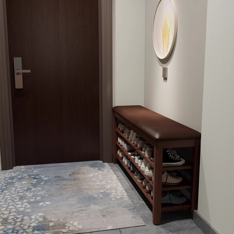 MOER实木换鞋凳家用门口可坐鞋柜坐凳一体入门鞋架穿鞋凳进门凳子