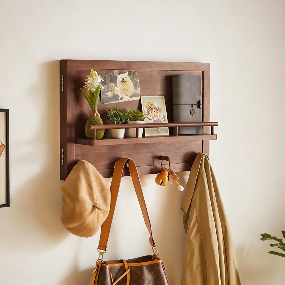 MOER实木电表箱装饰画配电箱壁挂衣架墙上置物架多功能门后挂衣钩