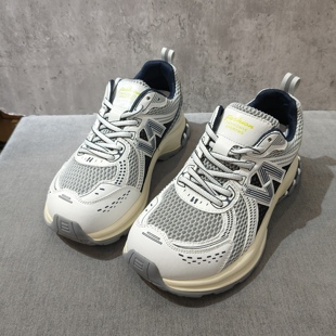 2025新款时尚百搭真皮老爹鞋女厚底增高休闲运动鞋秀气款德训鞋