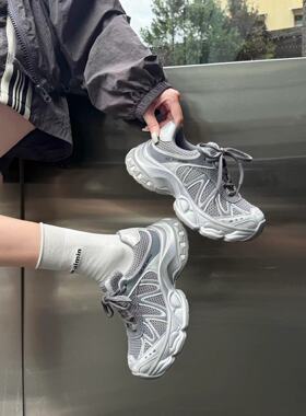 -Kamp-K 2025新款四季网透气厚底增高阿甘鞋女百搭休闲运动老爹鞋