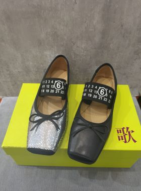 -Kamp-K2025年新款夏季方头芭蕾鞋法式低跟蝴蝶结浅口小众单鞋