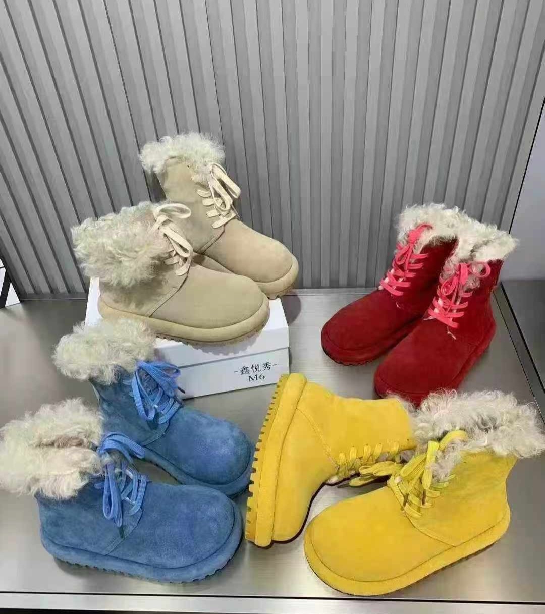 2026年春节款时尚潮鞋女真皮厚底多巴胺糖果色时尚保暖棉鞋女