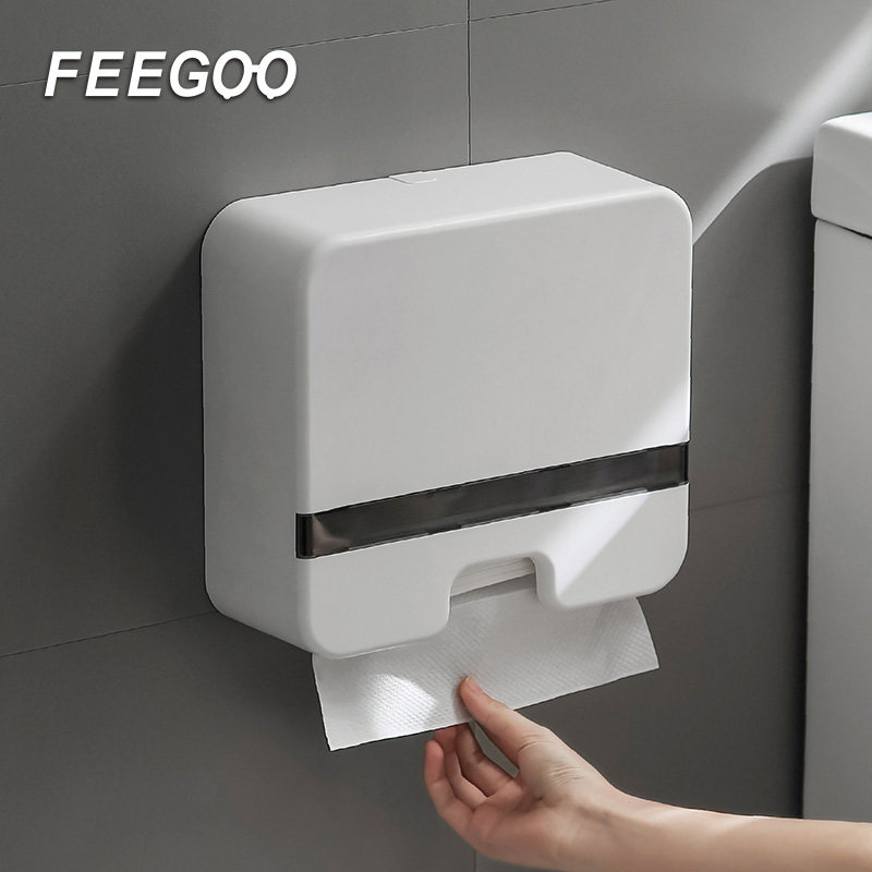FEEGOO擦手纸盒挂壁式卫生间纸巾盒免打孔厕所抽纸盒抹手纸巾架子