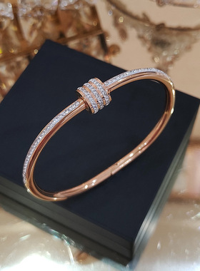 ins潮女钛钢小蛮腰三排钻手镯