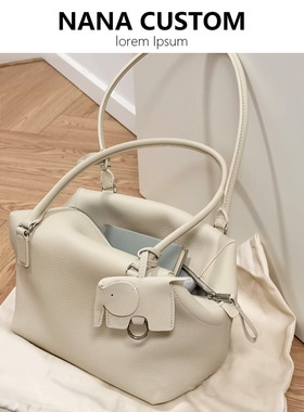 头层togo牛皮保龄球包女秋冬通勤单肩腋下包高级感真皮百搭托特包