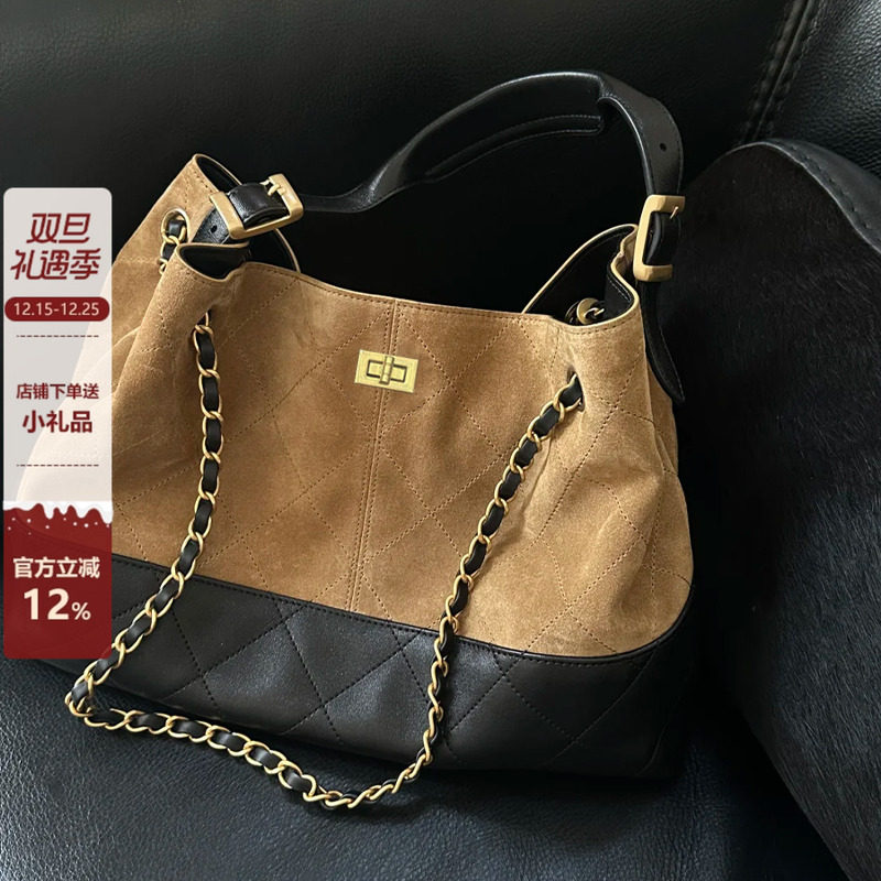 小香风麂皮25A托特包包女大容量