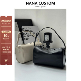 小众真皮row笔袋包女百搭迷你小包包2025新款 复古单肩斜挎枕头包