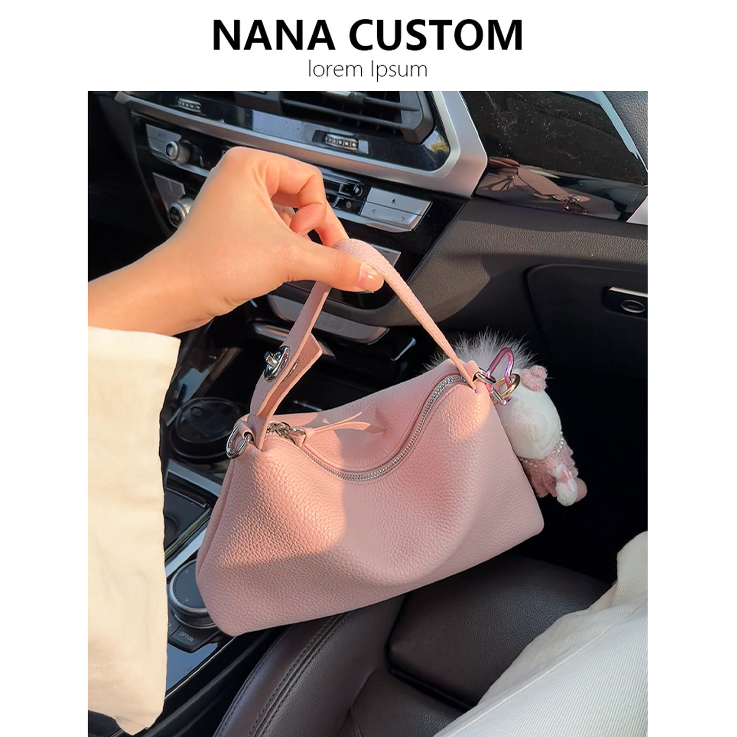 小众粉色枕头包女高级感手提包2026春夏新款托特包单肩斜挎饺子包