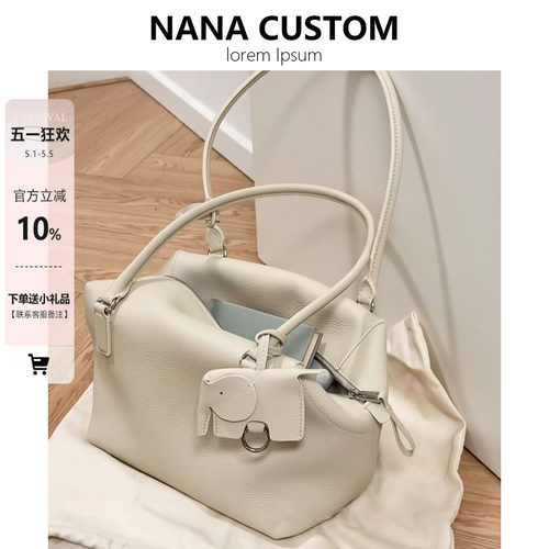 头层togo牛皮保龄球包女托特包