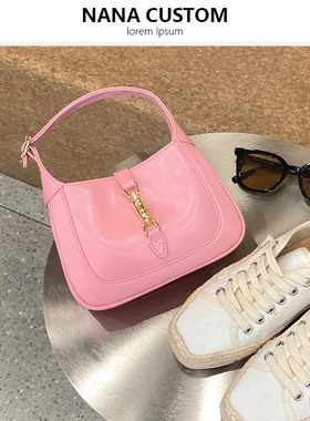 复古Jackie1961法式腋下包单肩斜挎马鞍包真皮质感小众手提半圆包