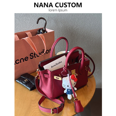 安可拉红托特包大容量真皮通勤包