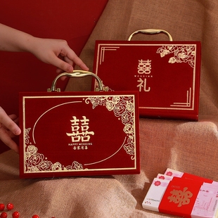 彩礼钱盒子订婚彩礼箱现金彩礼盒结婚提亲10万20万聘金礼金盒箱子