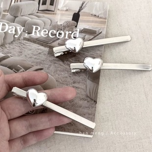 气质银色爱心一字夹2025新款刘海发夹前额侧边旅行发卡