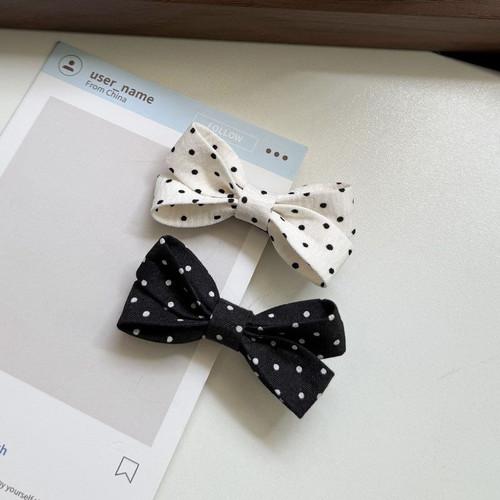 韩式甜美红色波点结刘海发夹后脑勺顶夹马尾夹子公主头饰发饰布料