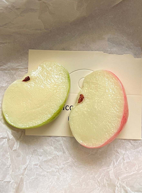 青苹果发卡仿真食物水果造型可爱甜美新奇怪发饰头饰侧边大发夹子