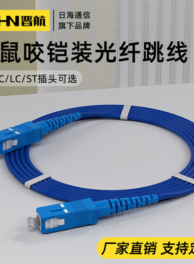 铠装跳线防鼠尾纤跳纤LC转SC-LC-FC-ST单模单芯双芯光纤线加铠抗拉防水野战监控光缆多模双芯光纤3m5米10米30