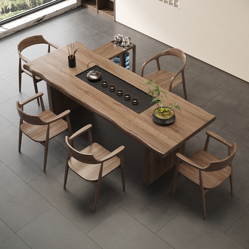 实木茶桌茶盘一体泡茶桌椅组合