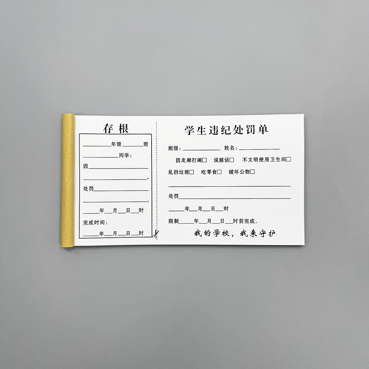 学生违纪处罚单定制存根版奖罚单