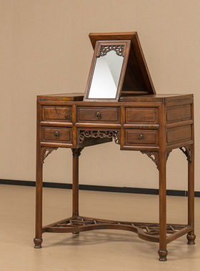 清代黄花梨可折叠褡裢式梳妆台中式古董老家具收藏黄花梨化妆台