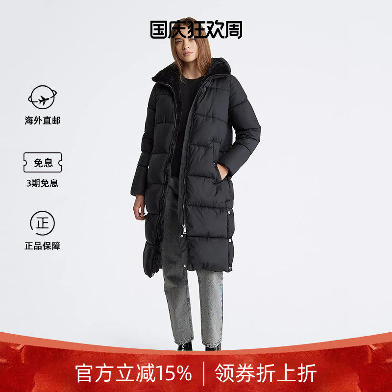 女士黑色长款棉服加厚保暖