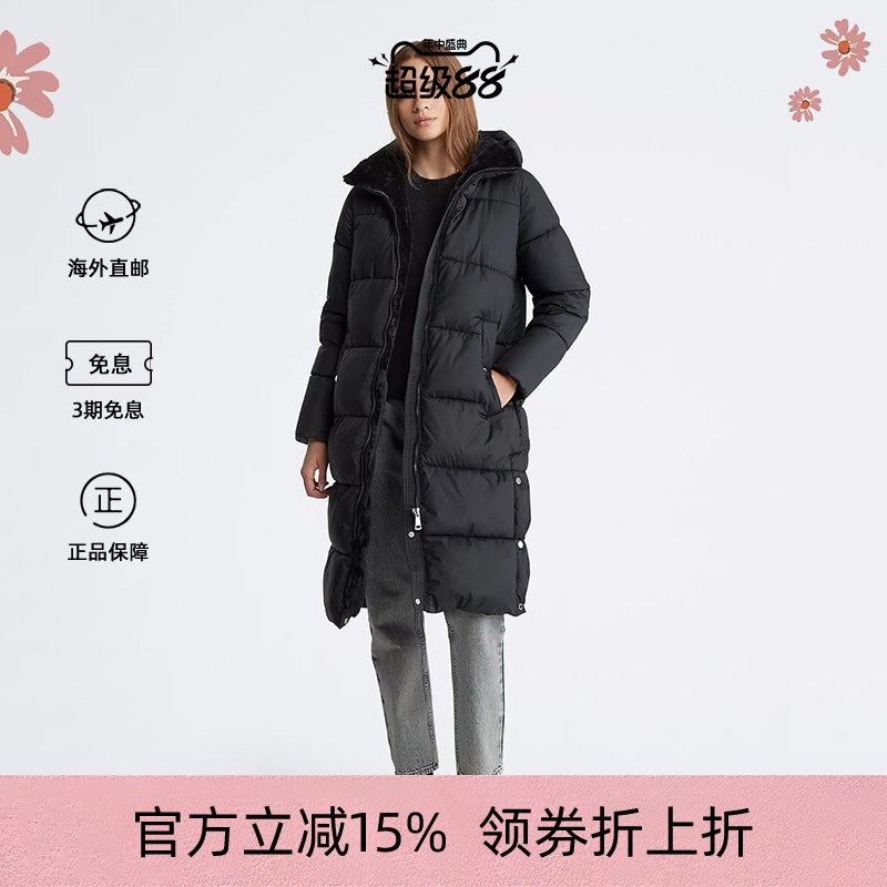 女士黑色长款棉服加厚保暖