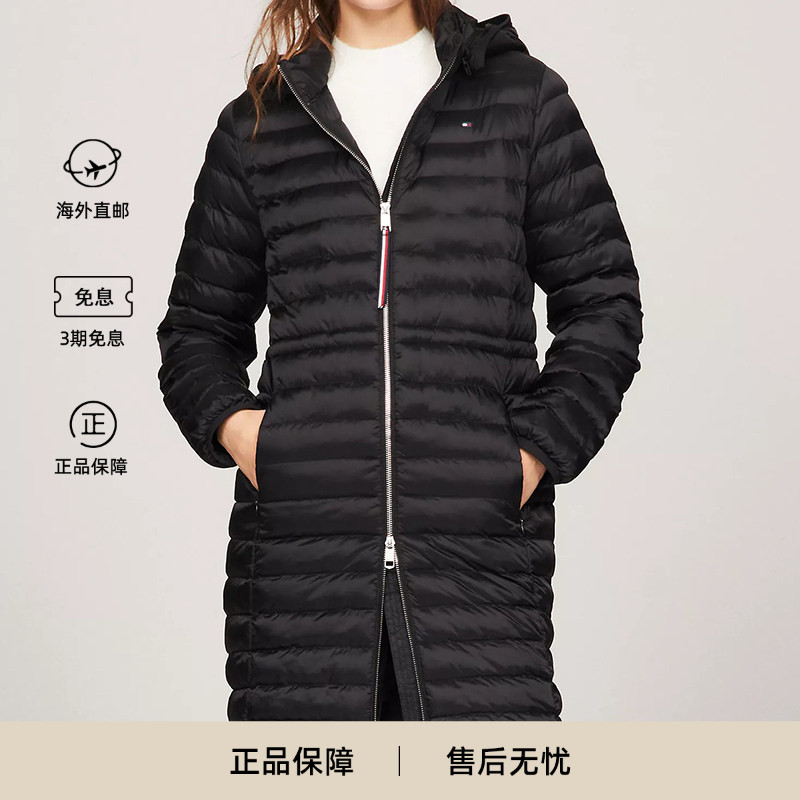 女士中长款连帽保暖轻便棉服外套