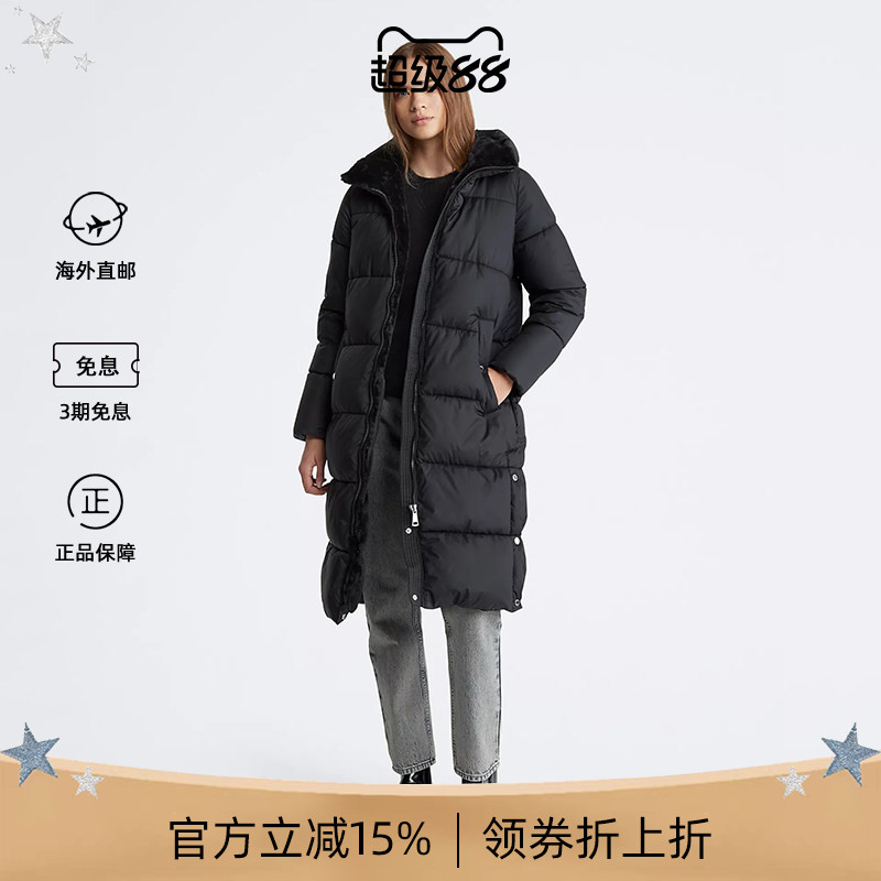 女士黑色长款棉服加厚保暖