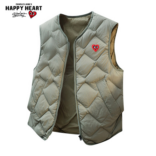 查尔斯桃心菱形轻薄90绒马甲男