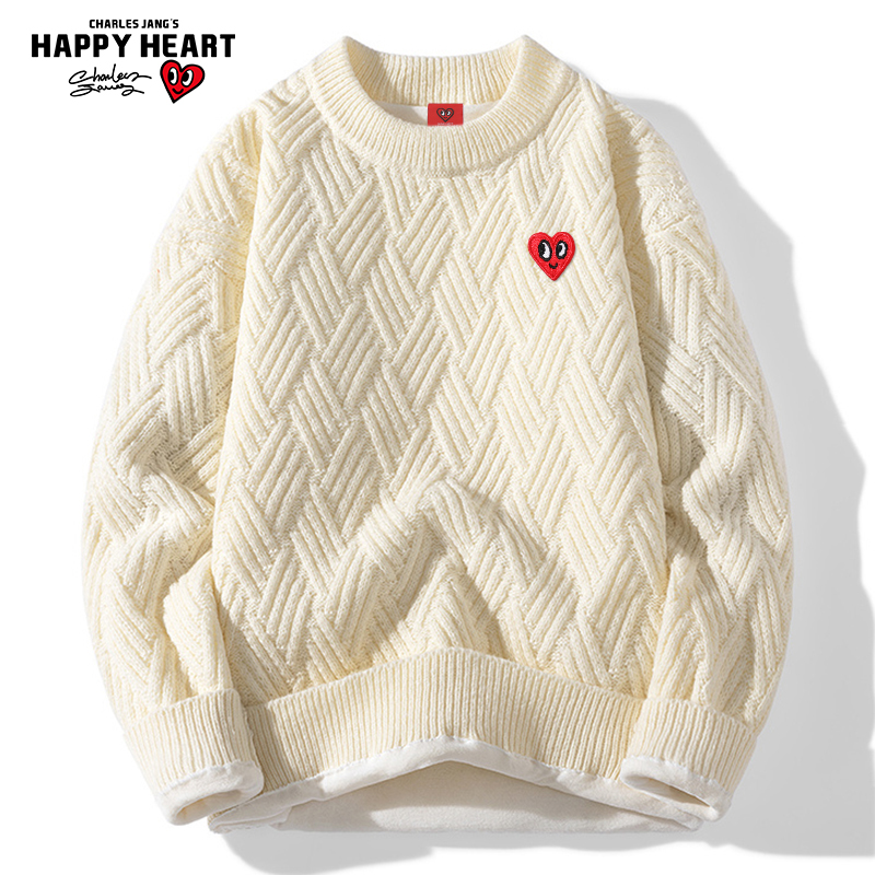 查尔斯桃心爱心圆领毛衣
