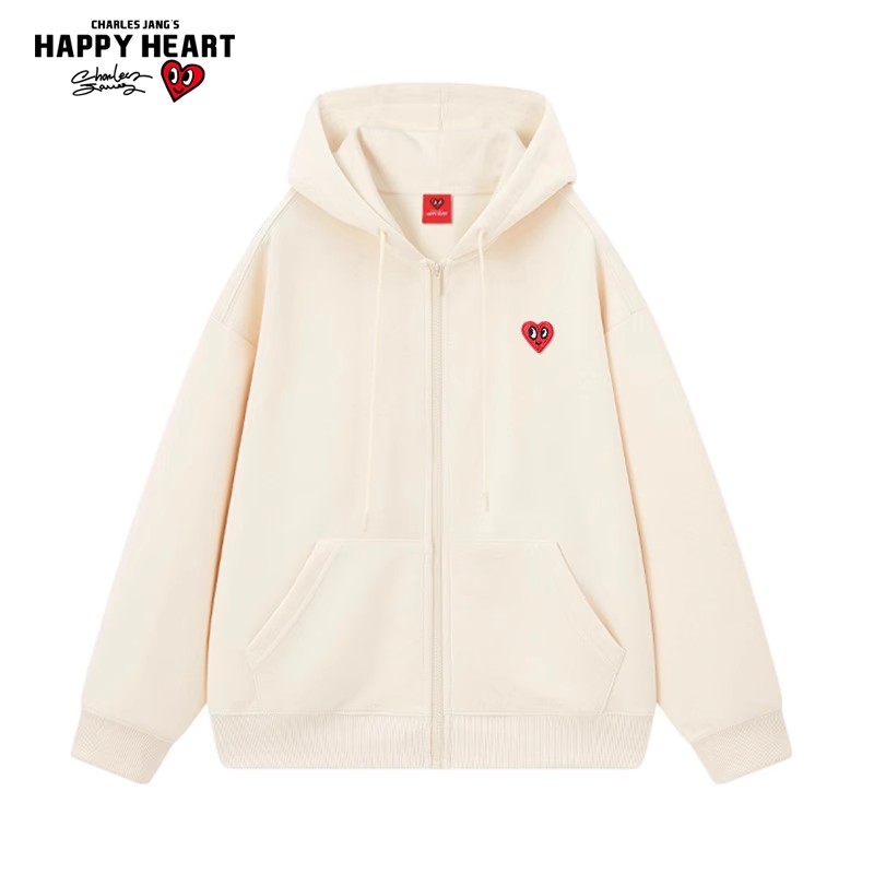 查尔斯桃心卫衣开衫连帽男女同款