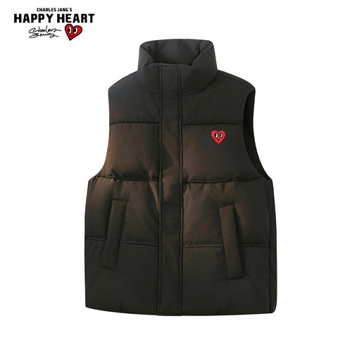 查尔斯桃心 90绒羽绒马甲男女冬季保暖立领爱心新款情侣外套衣服