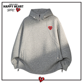 查尔斯桃心美式 解构拼接设计感连帽卫衣男春秋宽松潮流情侣上衣服