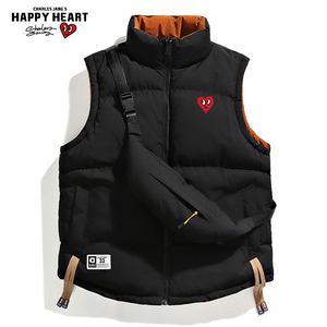 查尔斯桃心 秋冬季新款双面穿马甲男无袖坎肩休闲外套爱心背心