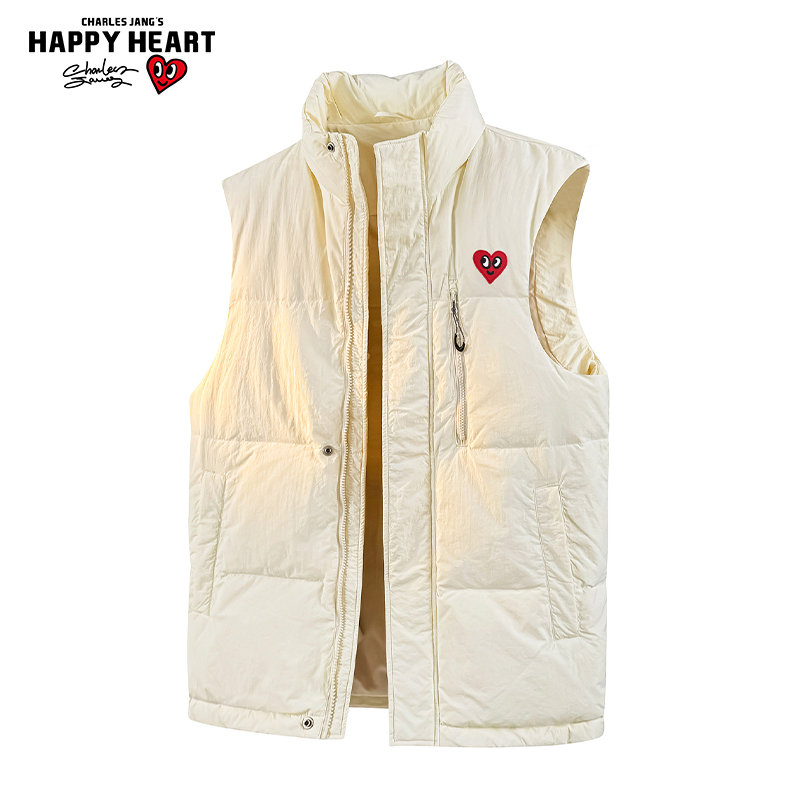 查尔斯桃心羽绒立领马甲男外套
