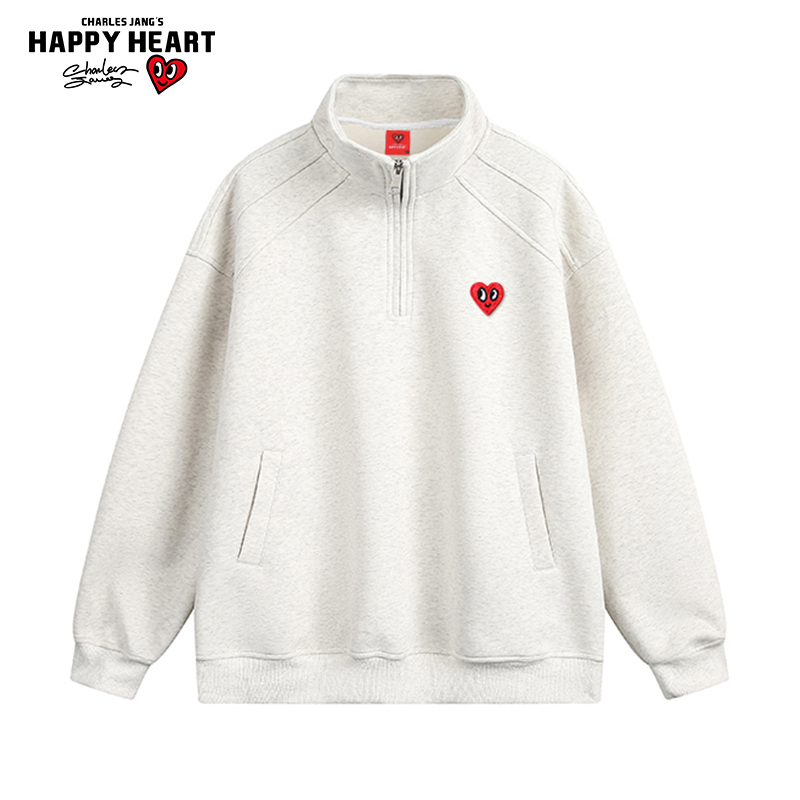 查尔斯桃心半开拉链解构卫衣男