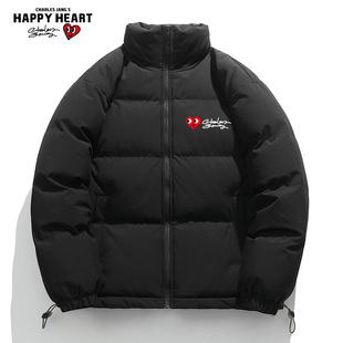 保暖加厚爱心棉衣冬装 查尔斯桃心 2025新款 秋冬季 棉服外套男短款