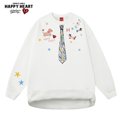 查尔斯桃心美式圆领卫衣情侣上衣