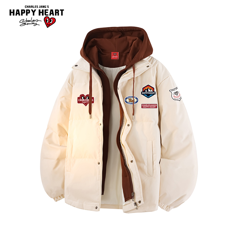 查尔斯桃心新款连帽羽绒服男女